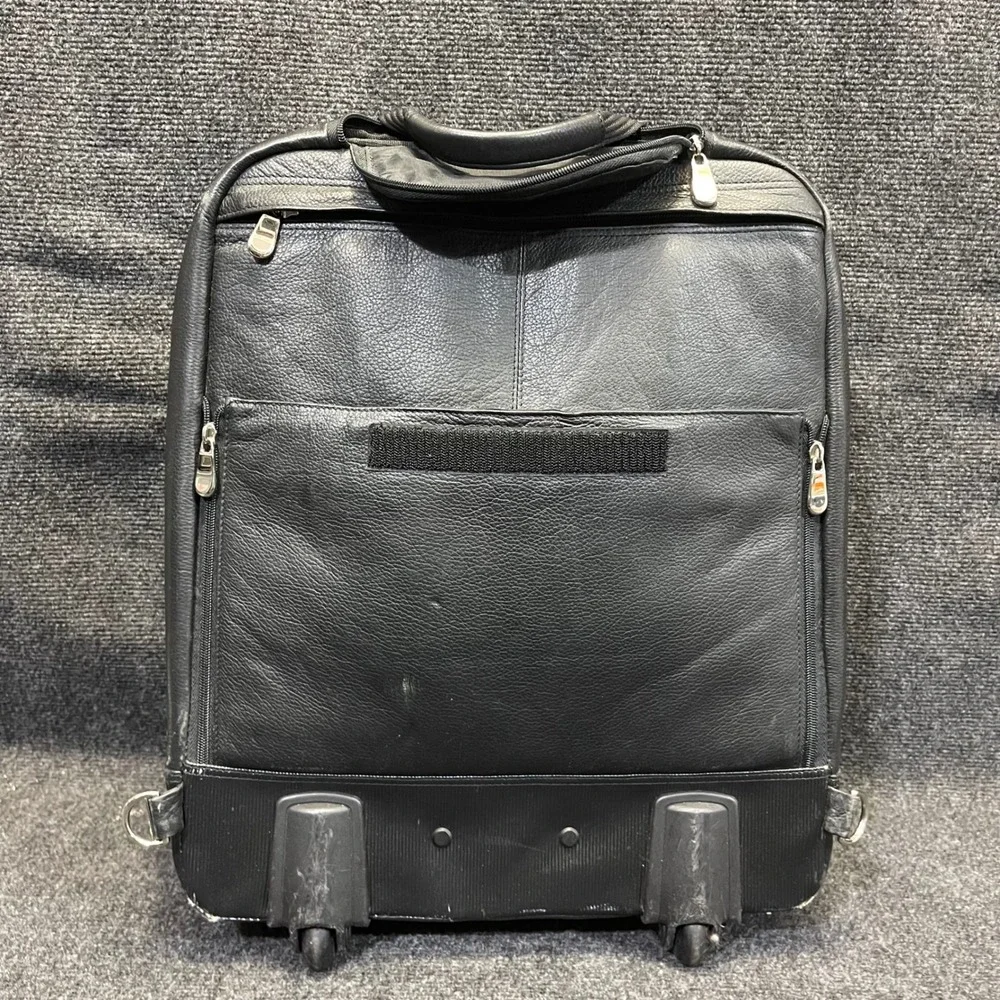 Wilsons Leather Pelle Studio Rolling Laptop Bag Black Briefcase Carry On Luggage